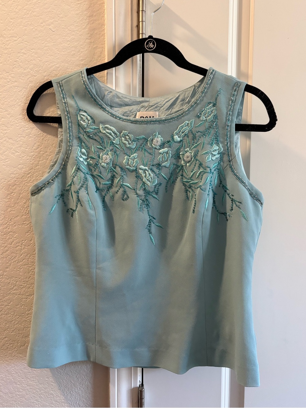 R & M Richards Aqua Embroidered Sleeveless Camisole